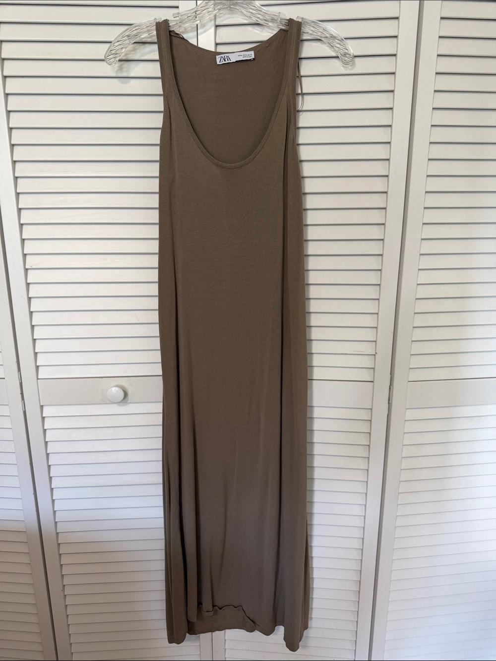Zara Taupe Brown Scoop Neck Maxi Dress